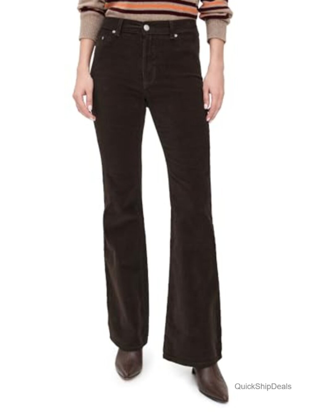 High Rise Bootcut Corduroy Pants Stretch Fitted